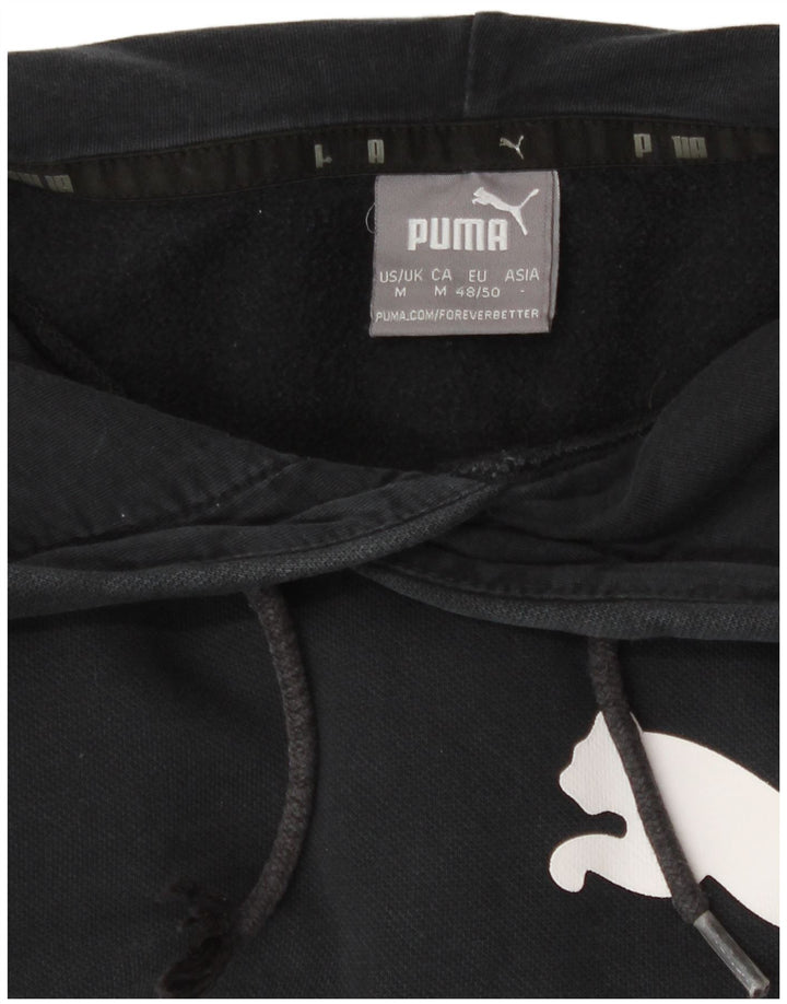 Męski sweter z kapturem Puma z grafiką, średni czarny, bawełniany