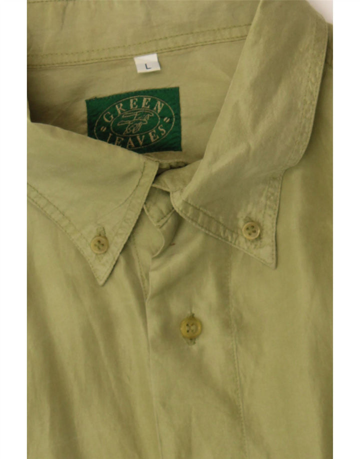 GREEN LEAVES Mens Short Sleeve Shirt Large Green Vintage Green Leaves and Second-Hand Green Leaves from Messina Hembry 