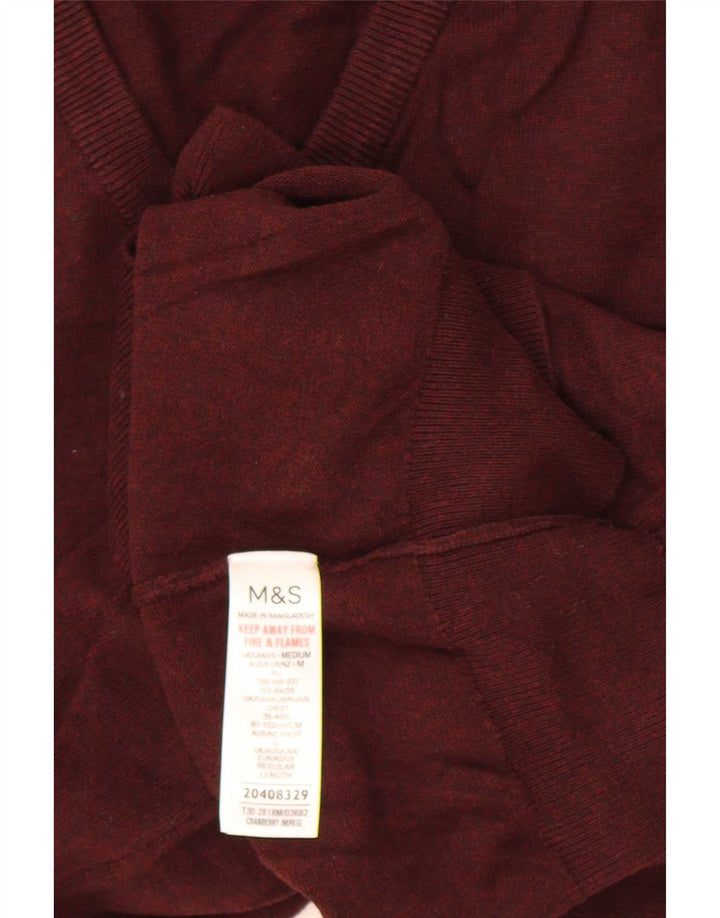 Marks & Spencer Męski sweter z dekoltem w kształcie litery V, średni burgund
