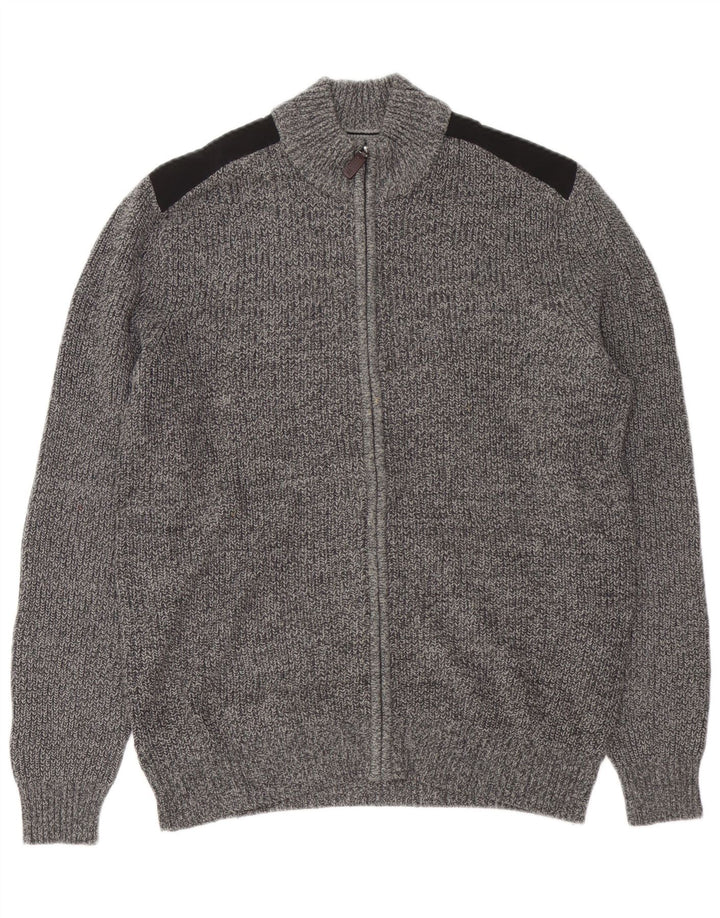 IZOD Męski sweter rozpinany Średnioszary, bawełniany blok kolorów
