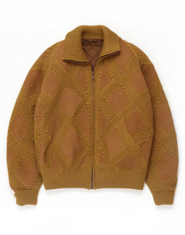 Vintage damska zamszowa kurtka bomber UK 18 XL brązowa