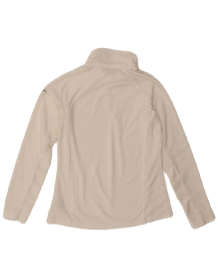 COLUMBIA Womens Zip Neck Fleece Jumper UK 10 Small  Off White Polyester
