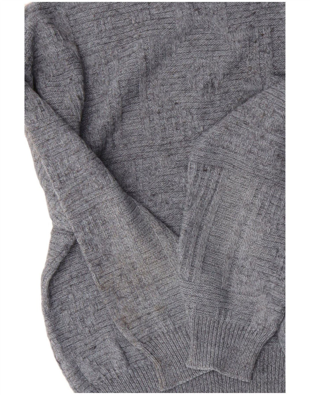 Męski sweter z okrągłym dekoltem w stylu VINTAGE, duży, szary, akrylowy