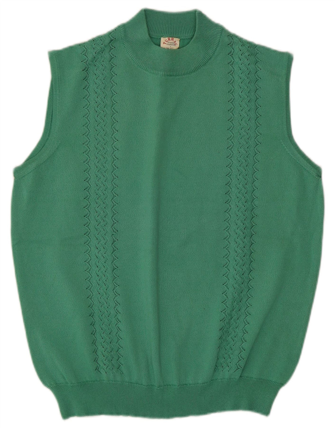 Tank top damski w stylu vintage z kamizelką UK 14, średni zielony octan