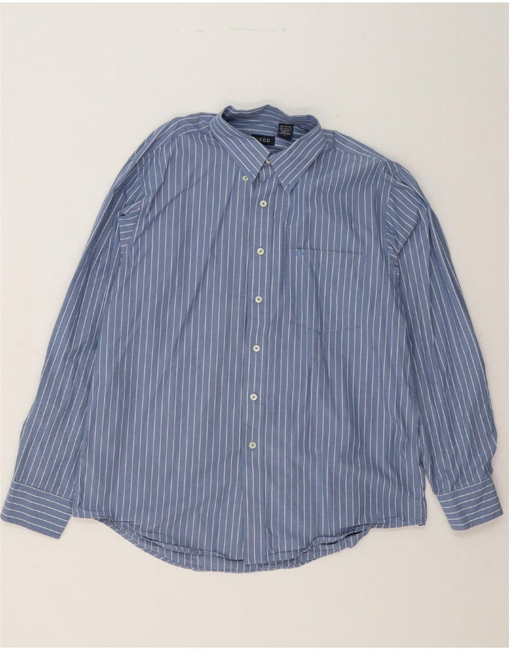 IZOD Mens Shirt Large Blue Pinstripe Cotton Vintage Izod and Second-Hand Izod from Messina Hembry 
