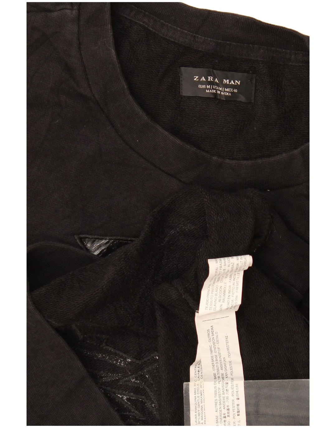 Męski sweter z grafiką Zara, średni czarny poliester