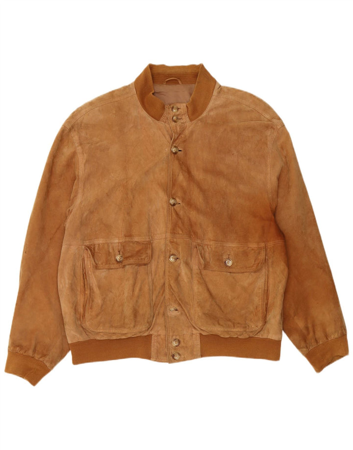 Vintage męska zamszowa kurtka bomber UK 42 XL brązowa