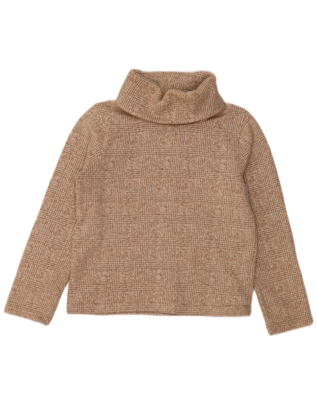 J. CREW Damski sweter z golfem UK 14, poliester w kratkę, w kolorze średniego beżu