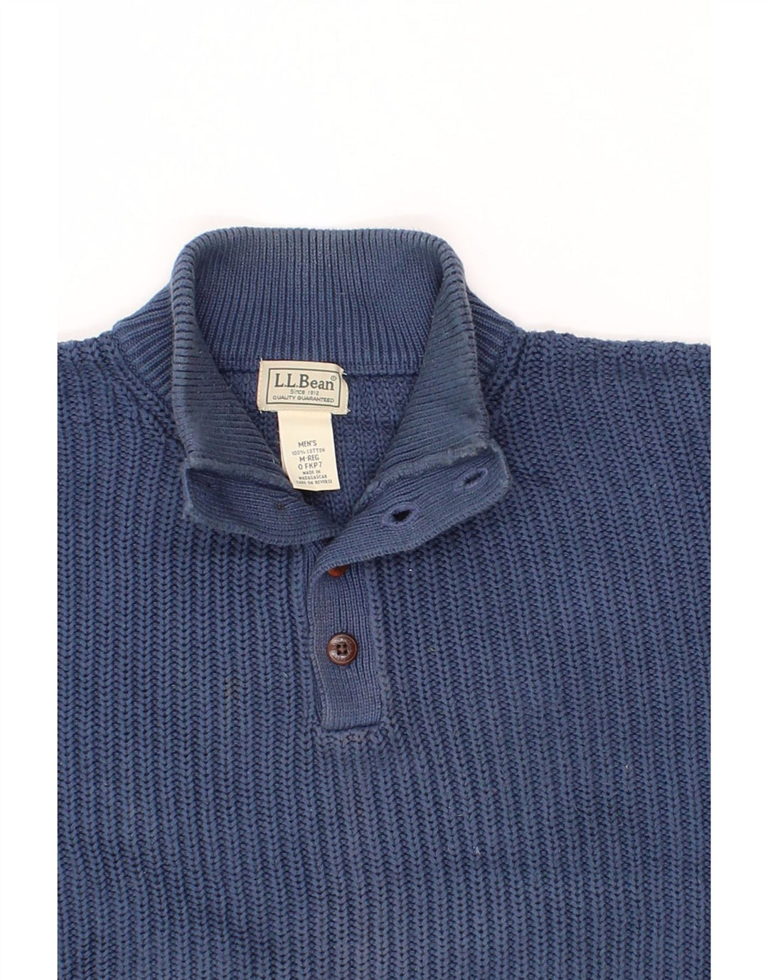 L.L.BEAN Męski sweter zapinany na guziki, średnioniebieski, bawełniany