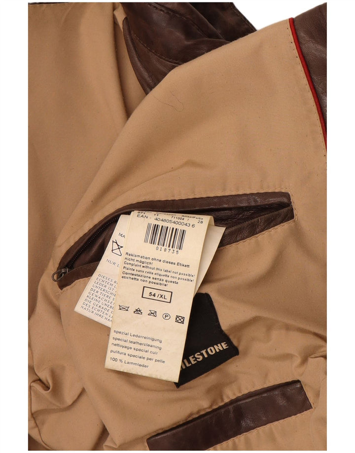 MILESTONE Męska skórzana kurtka wojskowa, rozmiar 54 XL, brązowa skóra