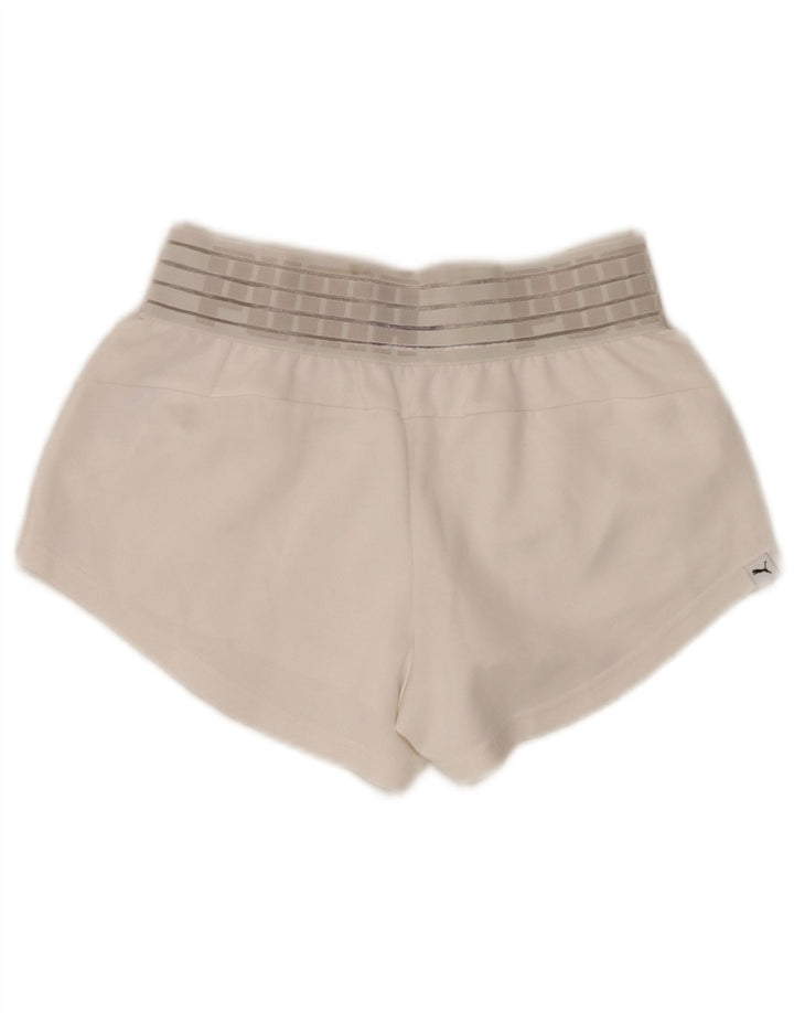 Damskie spodenki sportowe Puma Graphic UK 8, małe, białe, poliestrowe