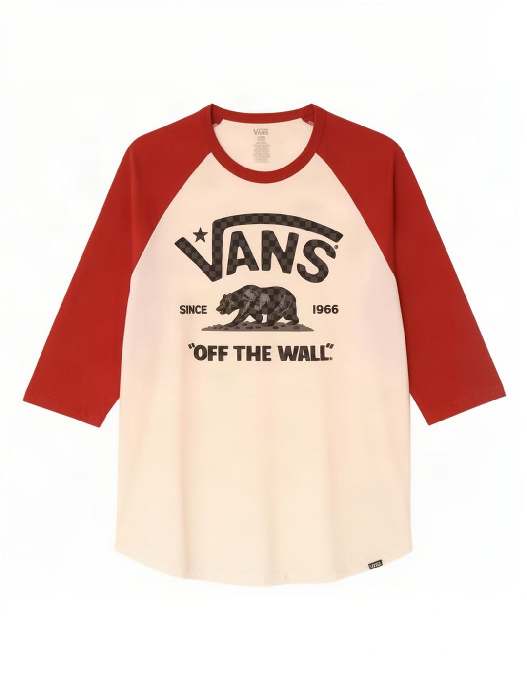 Damski top Vans z grafiką, rękawem 3/4, dużą białą bawełną w bloki kolorów