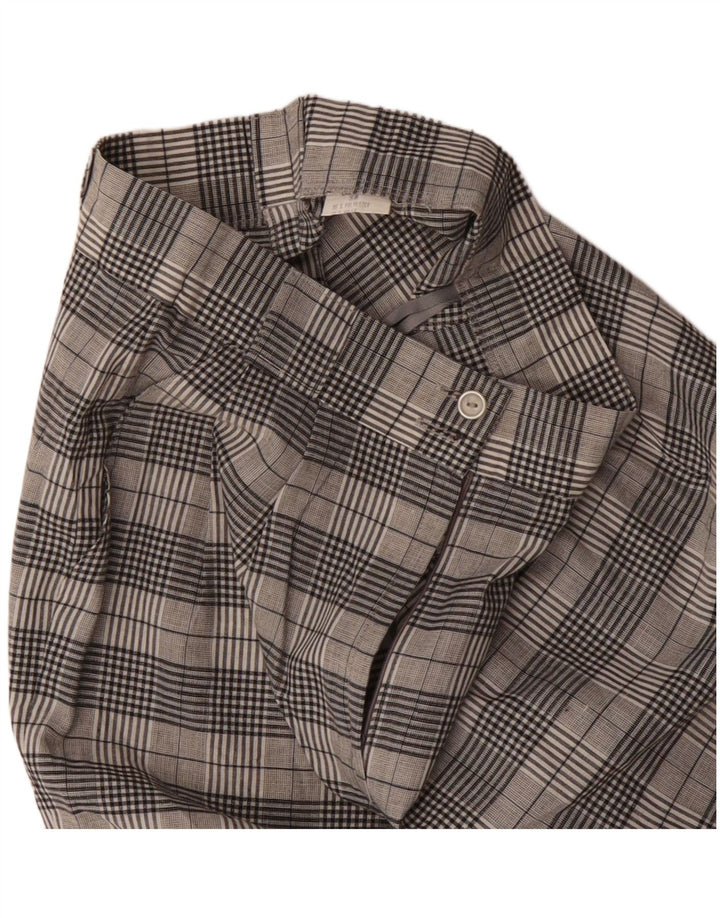 Vintage damskie spodenki chino z wysokim stanem, EU 38 Medium W28, szara kratka