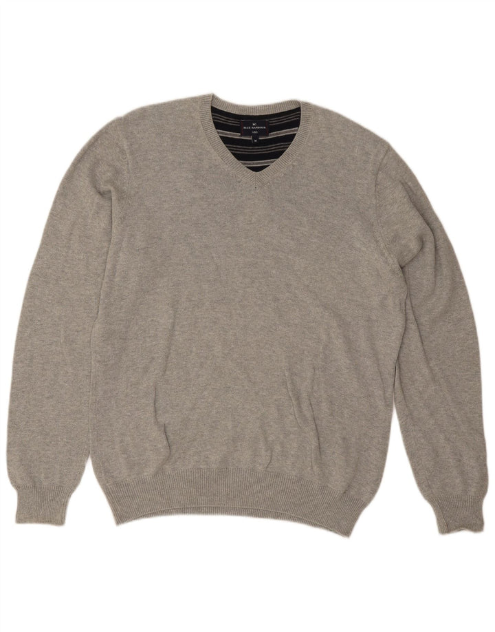 Męski sweter Marks & Spencer Blue Harbor z dekoltem w kształcie litery V, średnioszary, nakrapiany