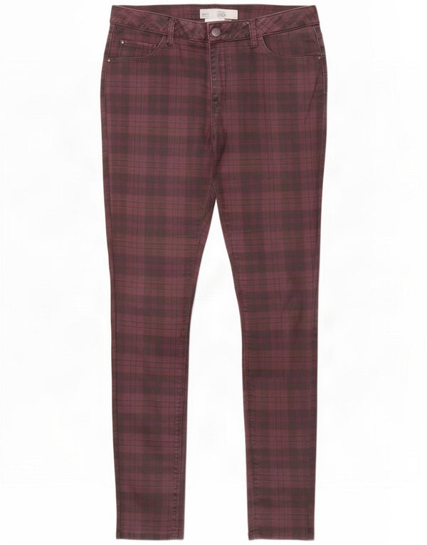 Topshop Womens Leigh Skinny Jeans W32 L30 Pink Check Cotton