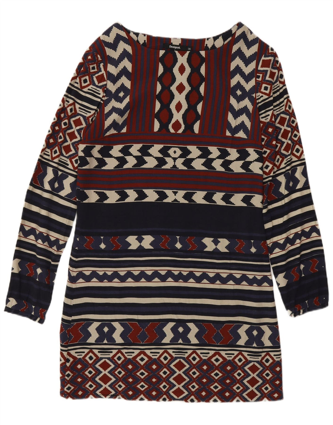 Damska sukienka płaszczowa z długim rękawem Desigual EU 36, mała, granatowa, geometryczna