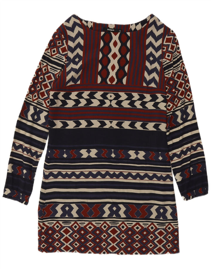 Damska sukienka płaszczowa z długim rękawem Desigual EU 36, mała, granatowa, geometryczna