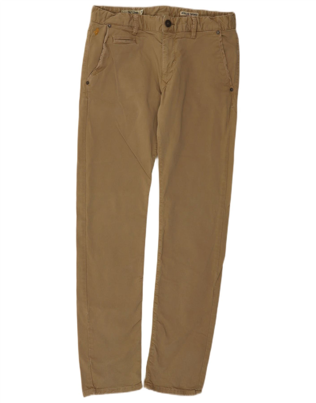 Marlboro Classics Damskie regularne zwężane spodnie Chino W32 L34 Beżowe