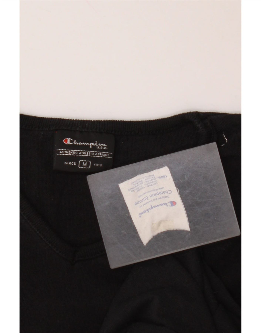 Damska koszulka graficzna CHAMPION Top UK 14, średnia czarna bawełna