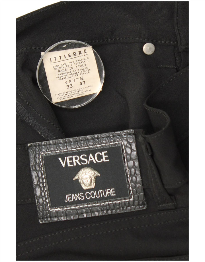 Męskie proste spodnie Versace W33 L31 Czarny poliamid