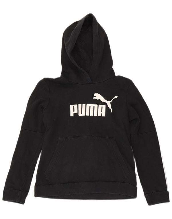 Dziewczęca bluza z kapturem Puma z grafiką, 9-10 lat, mała, czarna, bawełniana