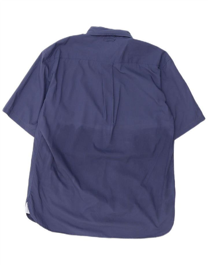 TOMMY HILFIGER Mens Short Sleeve Shirt Large Navy Blue Cotton