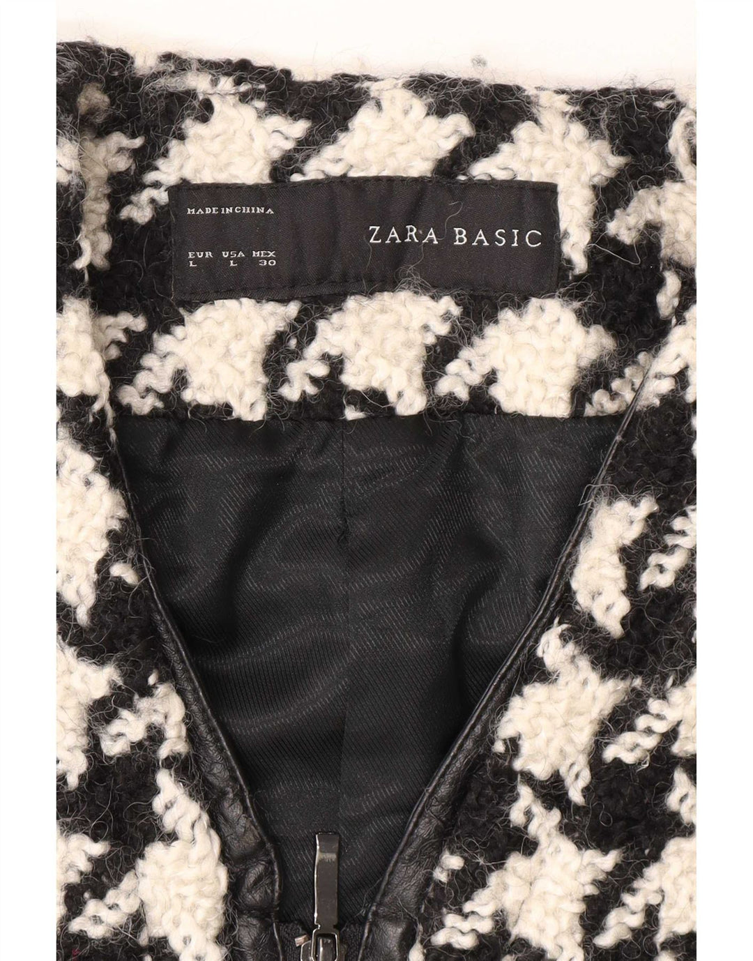 Płaszcz damski Zara UK 16, duży, czarny, wełniany w pepitkę