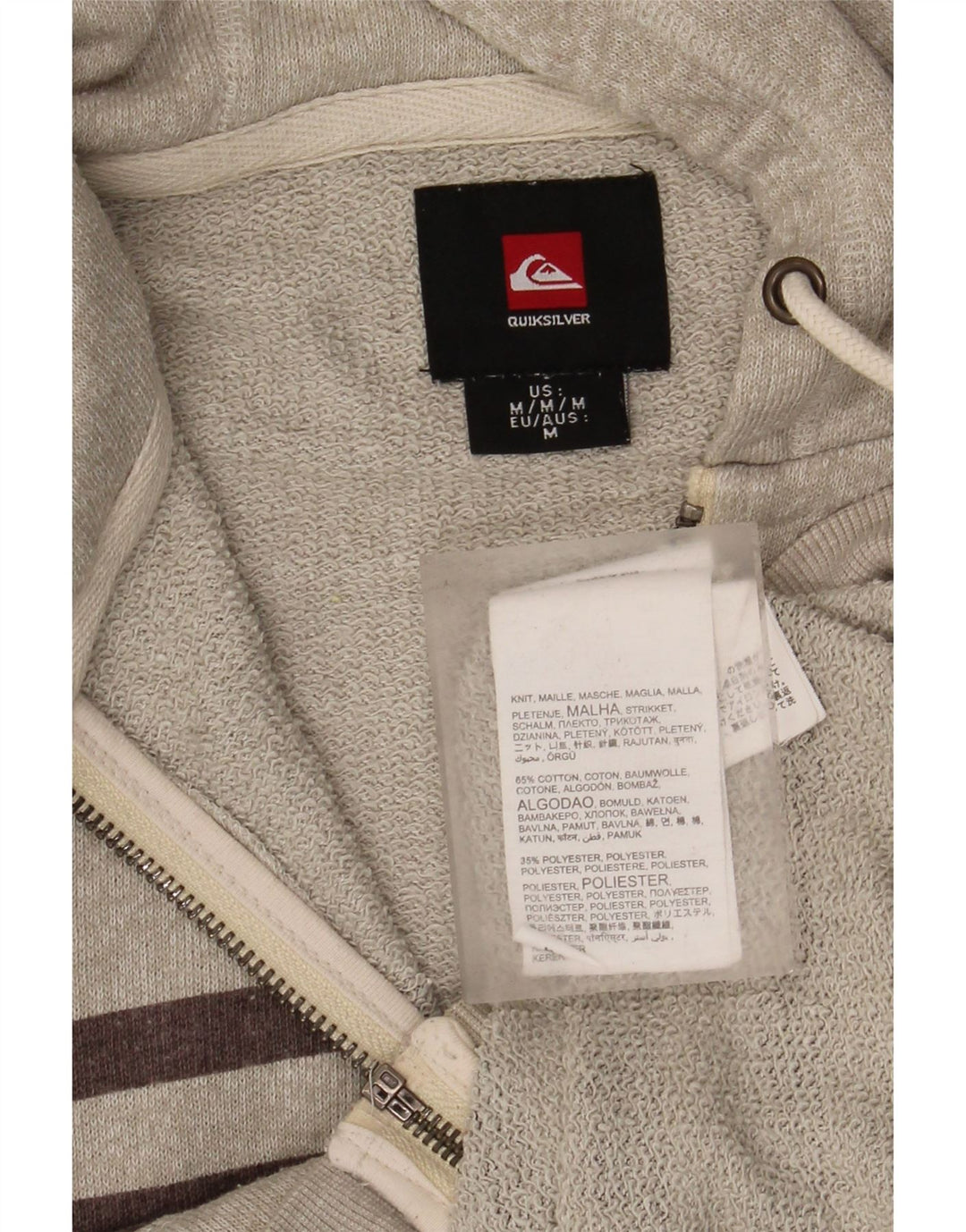 Męski sweter z kapturem Quiksilver, średnioszary, bawełniany w paski