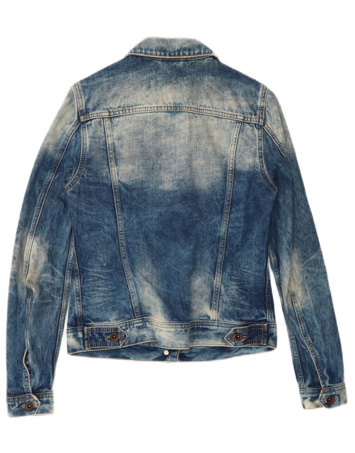 ZARA Womens Denim Jacket UK 12 Medium Blue Tie Dye Cotton Vintage Zara and Second-Hand Zara from Messina Hembry 