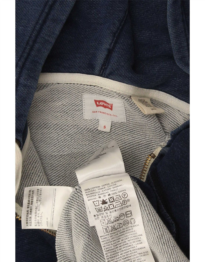 Męski sweter z kapturem i zamkiem błyskawicznym Levi's, mały, niebieski, bawełniany