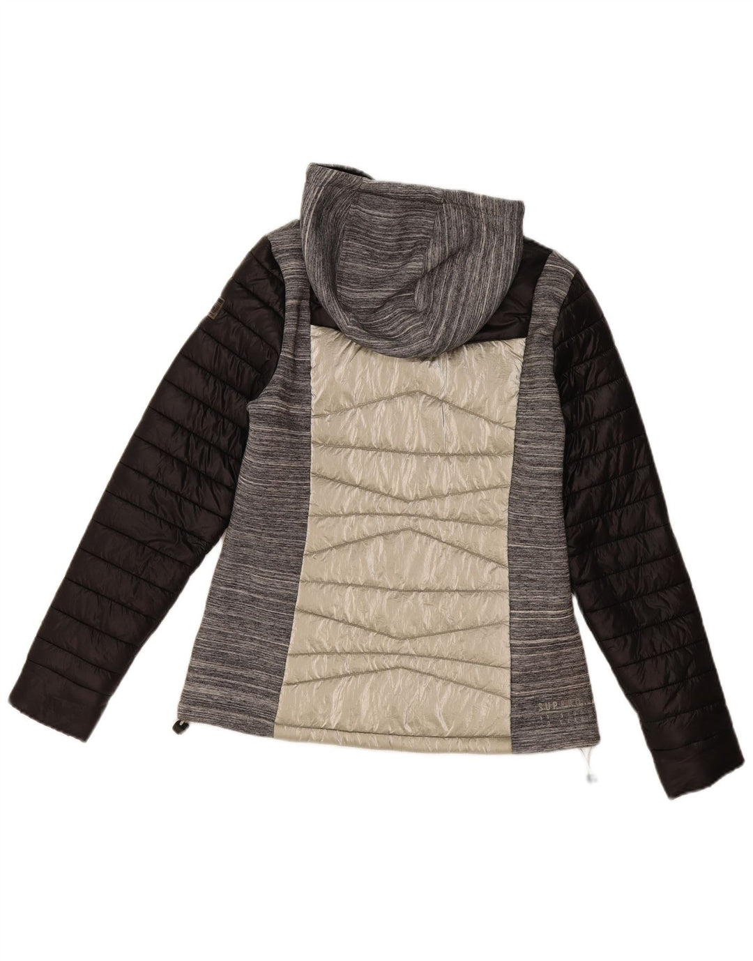 Damska wyściełana kurtka z kapturem Superdry UK 12, nylon w kolorze średnioszarym