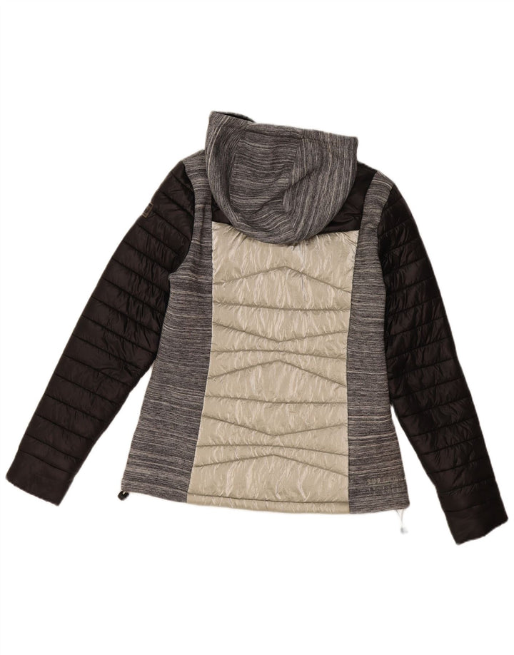 Damska wyściełana kurtka z kapturem Superdry UK 12, nylon w kolorze średnioszarym