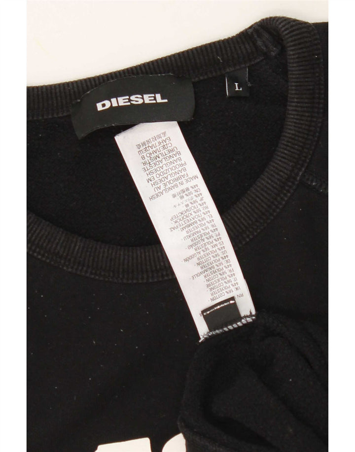 Męska bluza z grafiką Diesel, duża, czarna, bawełniana
