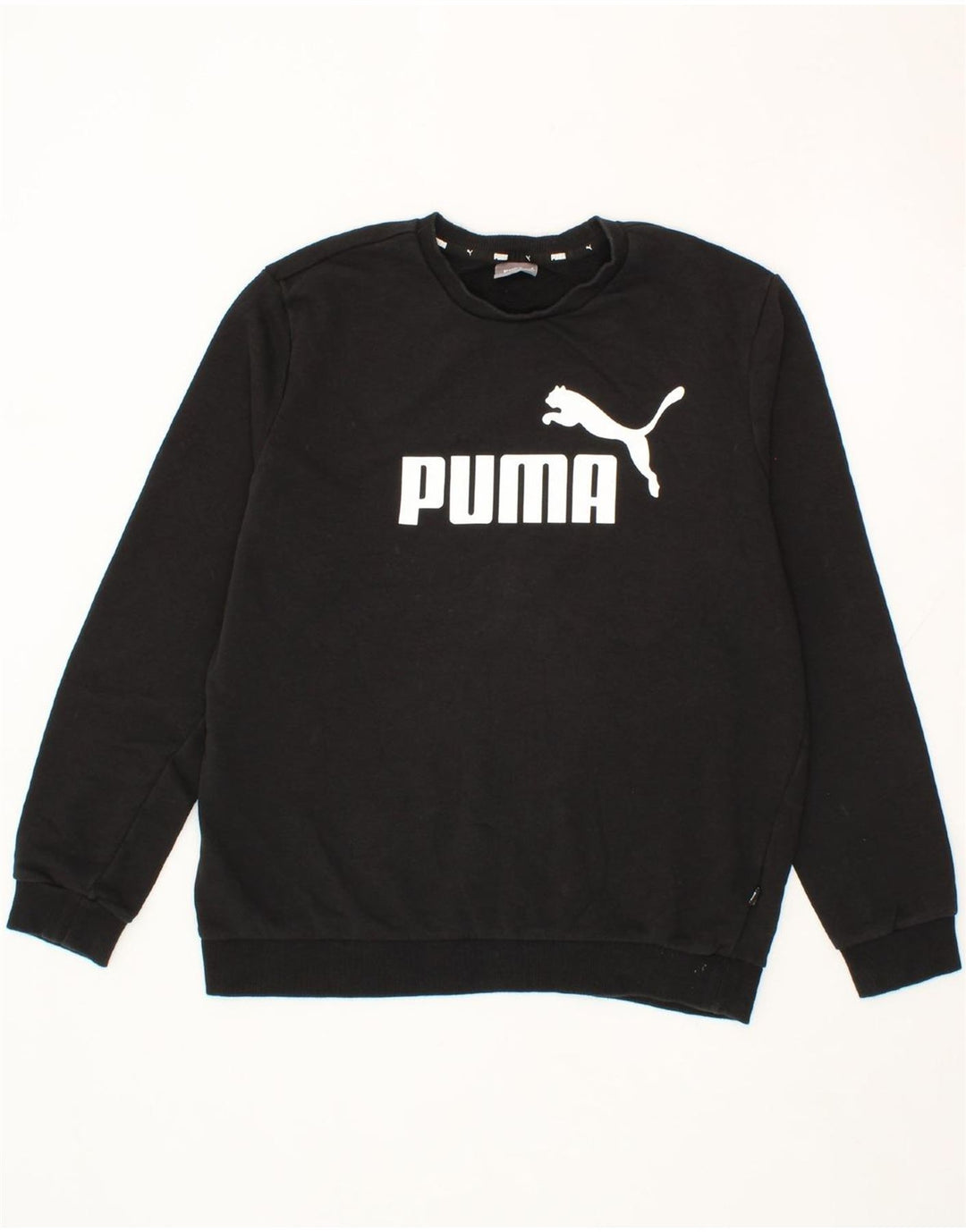 PUMA Mens Graphic Sweatshirt Jumper Large Black Cotton Vintage Puma and Second-Hand Puma from Messina Hembry 