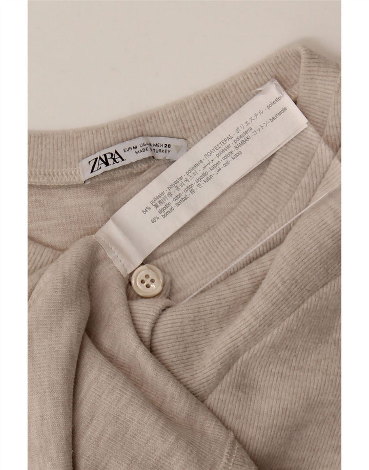 Sweter damski Zara Crop Cardigan UK 12, średni beżowy poliester