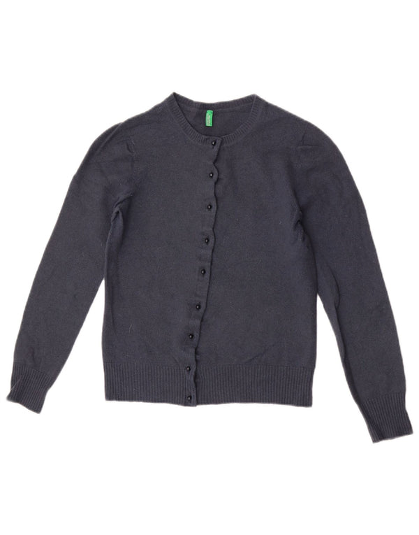 Damski sweter rozpinany Benetton UK 6 XS, granatowo-wełniany