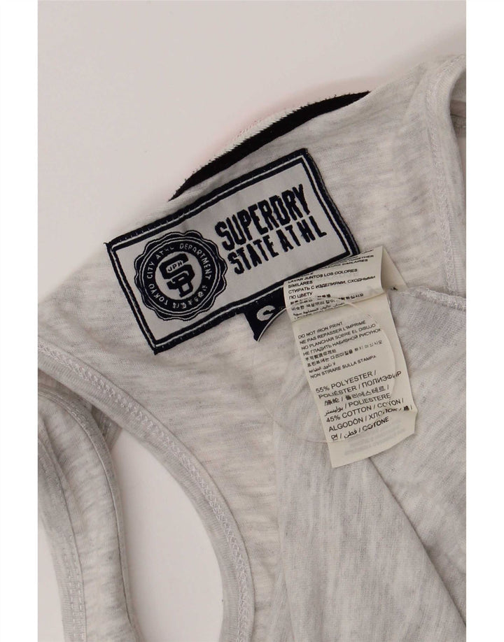 Męski top z kamizelką Superdry z grafiką, mały, szary, nakrapiany poliester
