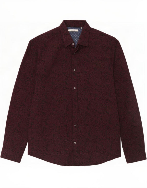 Koszula męska Premium Jack & Jones, rozmiar 46, 2XL, bordowa bawełna Paisley