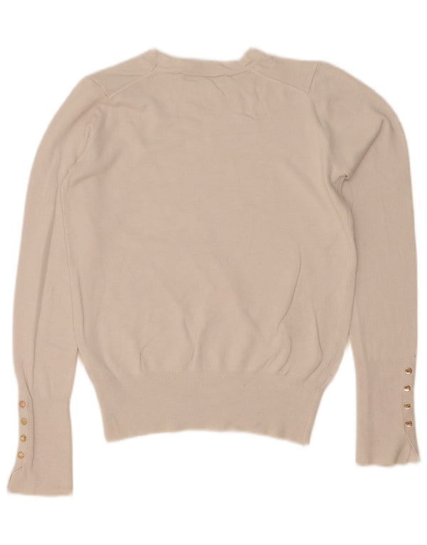 Damski sweter z okrągłym dekoltem Zara UK 10 Small White Wiskoza