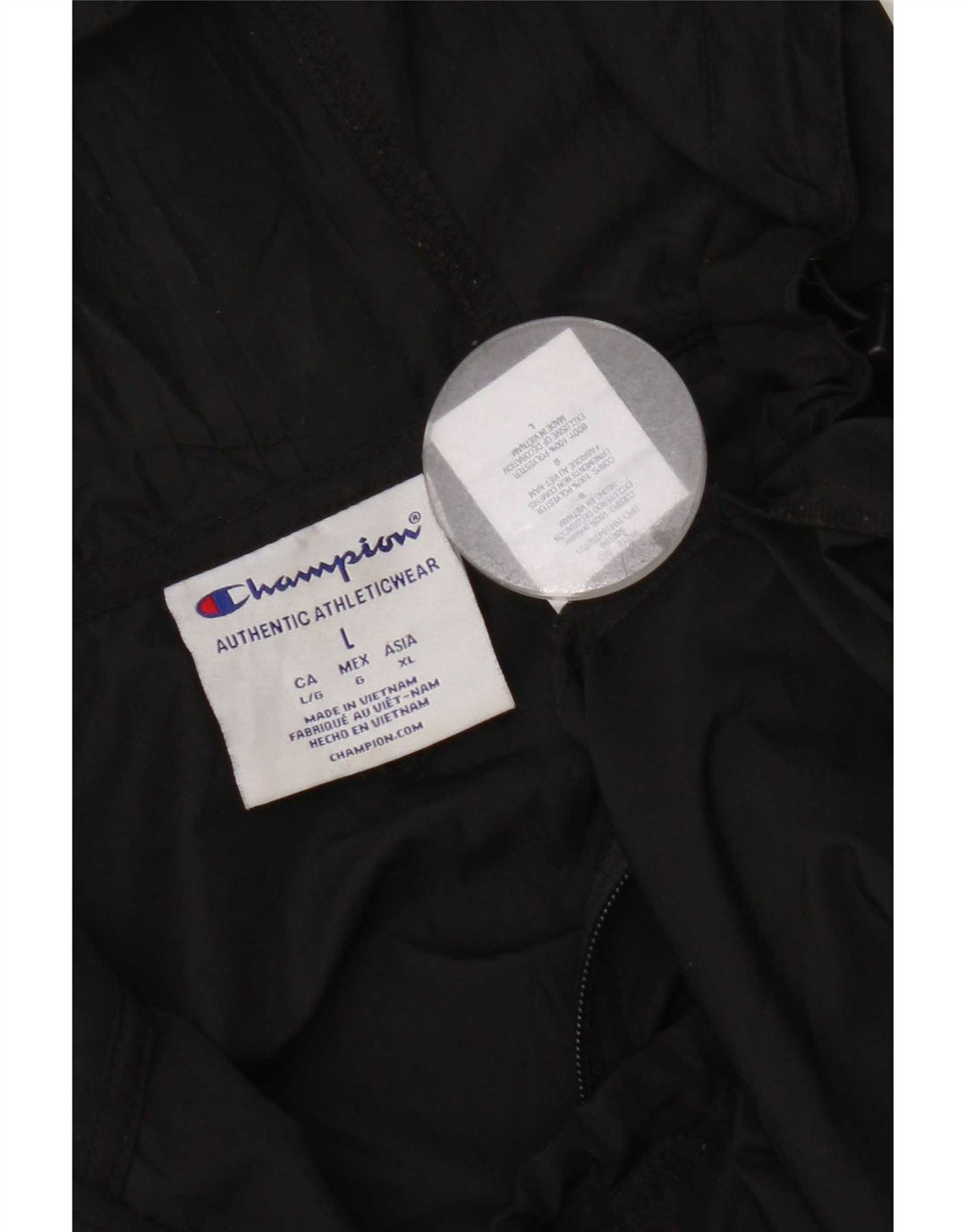 Męska kurtka przeciwdeszczowa Champion Graphic Pullover UK 40, duży, czarny poliester