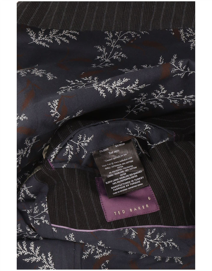 Ted Baker Męska marynarka zapinana na 2 guziki, rozmiar 6, 2XL, granatowa, bawełniana w prążki