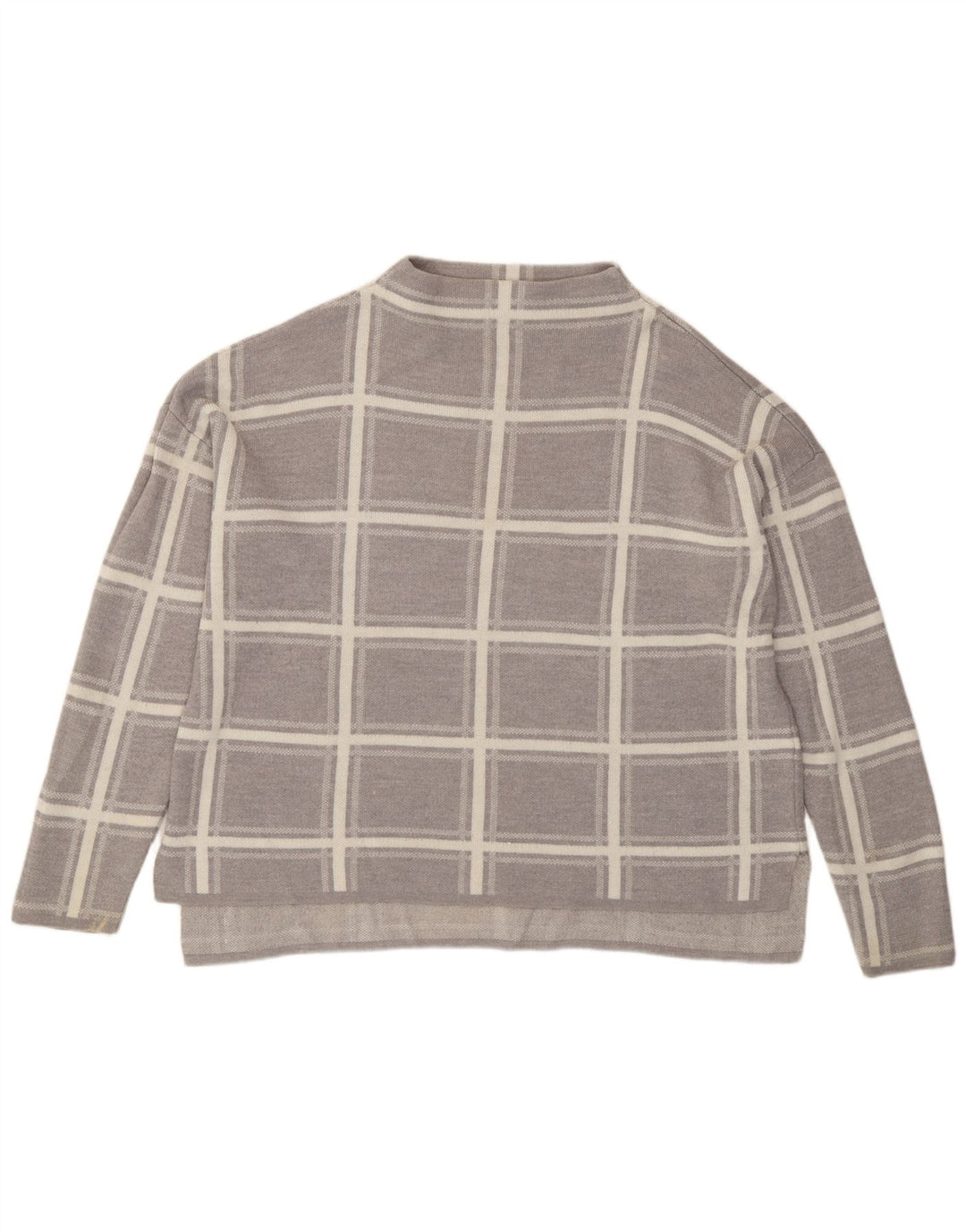 Marks & Spencer Damski sweter z okrągłym dekoltem, UK 16, duża, szara krata