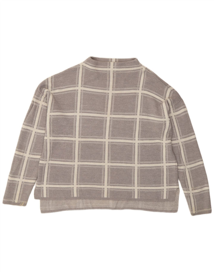 Marks & Spencer Damski sweter z okrągłym dekoltem, UK 16, duża, szara krata