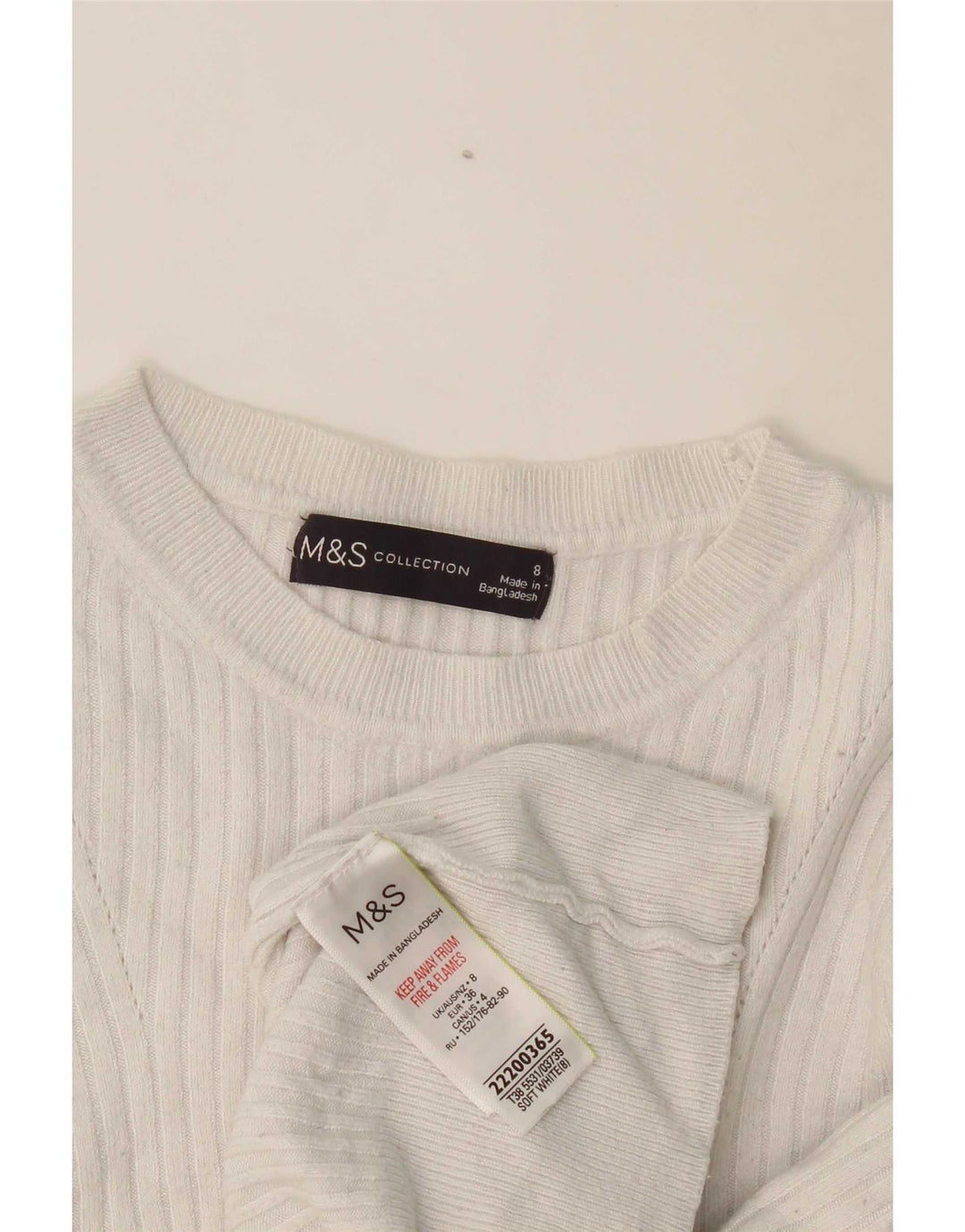 Marks & Spencer Damski sweter z dekoltem w łódkę, UK 8, mały, biały