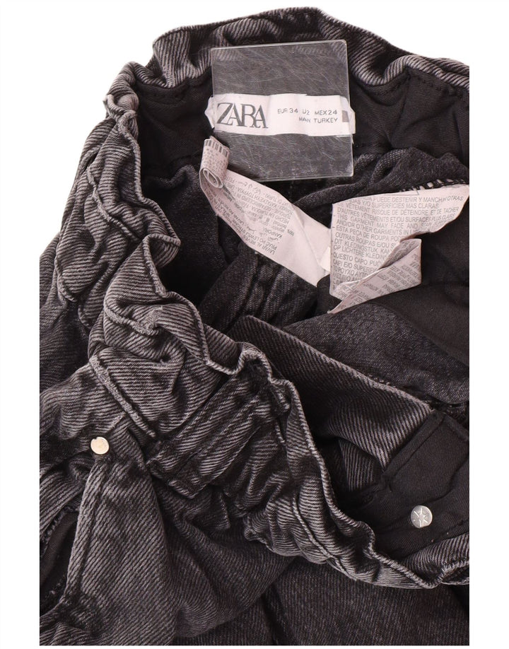 Damskie jeansy z wysokim stanem Zara EU 34 2XS W24 L25 Szare, bawełniane, nowoczesne