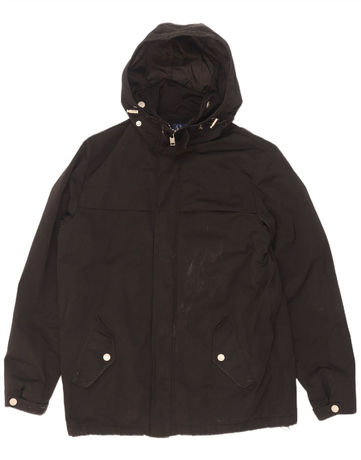 Męska kurtka wiatrówka z kapturem Fred Perry UK 38 Średni czarny nylon