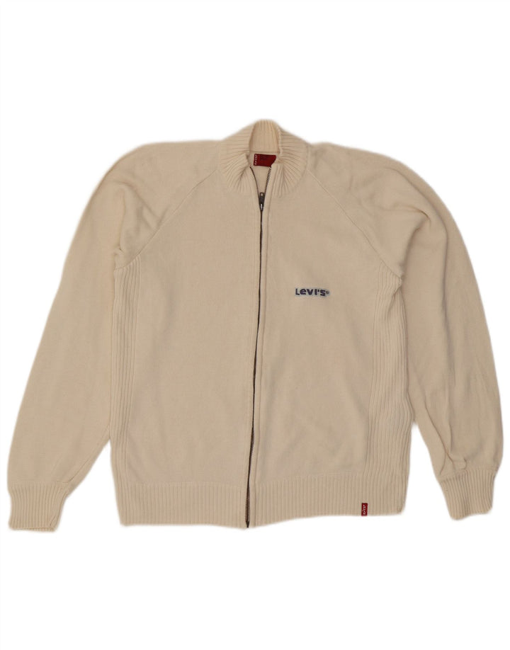Damski sweter oversize LEVI'S UK 10, mały, z białej bawełny