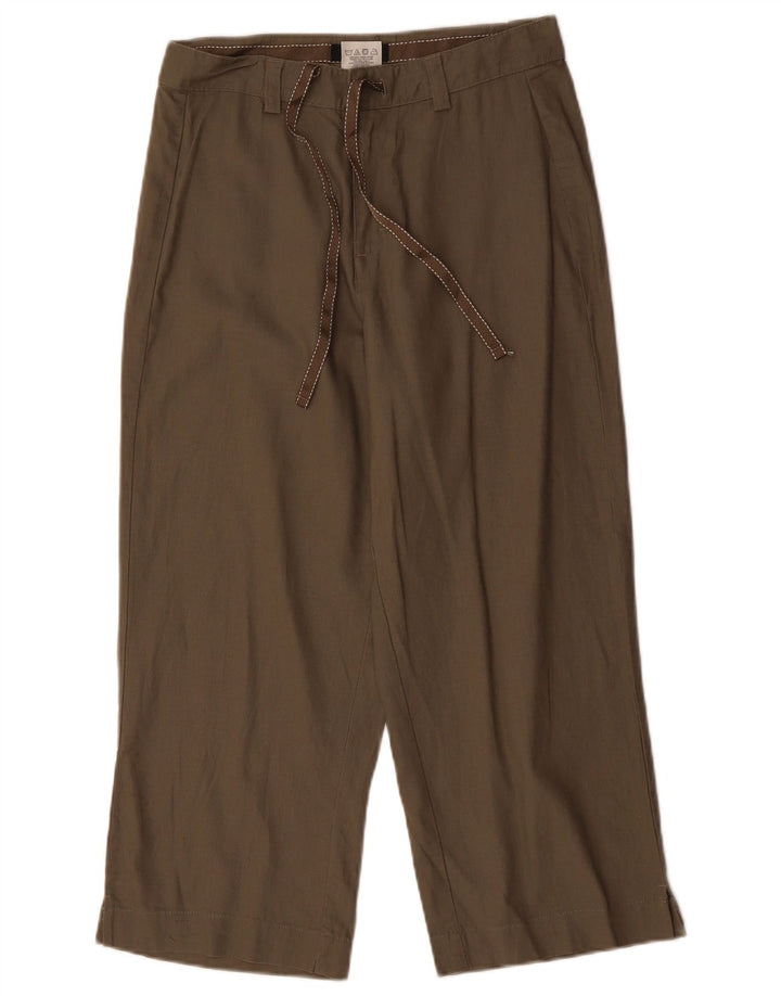 Damskie spodnie Lee Khaki z szerokimi nogawkami US 8 Medium W30 L23 Brązowe lniane
