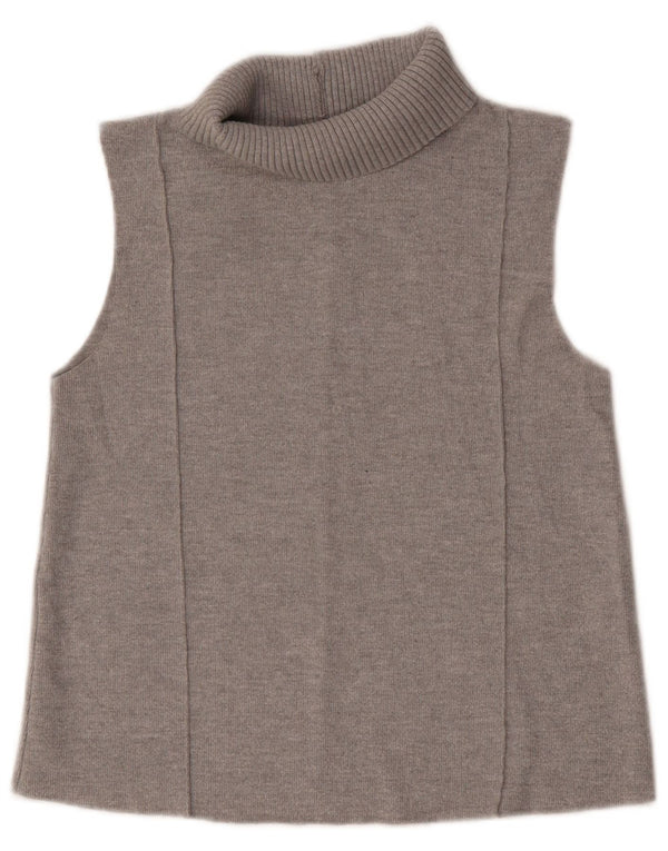 Zara Womens Roll Neck Vest Tank Top UK 10 Small Grey Polyester