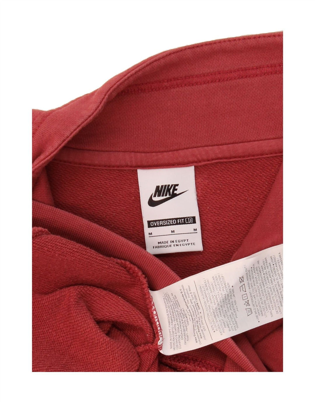 NIKE Womens Oversized Graphic Zip Neck Sweatshirt Jumper UK 14 Medium Red Vintage Nike and Second-Hand Nike from Messina Hembry 